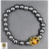 Image 1 : #92-NATURAL TIGER EYE CROWN & HEMATITE  BRACELET