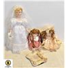 Image 1 : PORCELAIN DOLLS - 1 LARGE, 2 SMALL