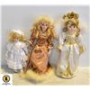 Image 1 : PORCELAIN DOLLS - 2 LARGE, 1 SMALL