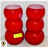 Image 1 : PAIR OF 11.5 INCH TALL RED ROUND VASES