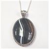 Image 1 : BZ1216-96 SILVER AGATE 18" NECKLACE