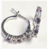 Image 1 : BZ1216-87 SILVER CREATED ALEXANDRITE HOOP EARRINGS