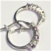 Image 2 : BZ1216-87 SILVER CREATED ALEXANDRITE HOOP EARRINGS