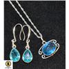 Image 1 : SET OF SILVER TONE PEAR SHAPED LAB CREATED