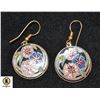 Image 1 : GOLD TONE ROUND CLOISONNE DROP EARRINGS