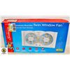 Image 1 : REVERSIBLE TWIN WINDOW FAN IN BOX W THERMOSTAT