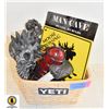 Image 1 : YETI BASKET W/ MAN CAVE SIGNS, BEAR T.P. ROLLER &