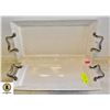 2 WHITE DECORATIVE SERVING TRAYS