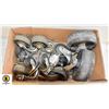 BOX WITH VARIOUS SIZE CASTOR WHEELS -