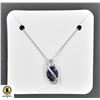 Image 1 : #159-NATURAL  BLUE SAPPHIRE 7 X 9 MM  & CZ  PENDAN