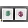 Image 1 : #56-GENUINE RED RUBY 10.10CT,EMERALD 8CT