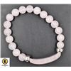 Image 1 : #127-NATURAL PINK ROSE QUARTZ BEAD BRACELET 8MM