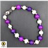 Image 1 : #235-NATURAL SUGILITE BEAD FRESH WATER BRACELET