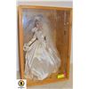 VINTAGE DOLL IN WEDDING DRESS WITH DISPLAY CASE