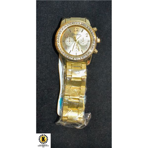 NEW GEVENA GOLD COLOR QUARTZ WATCH