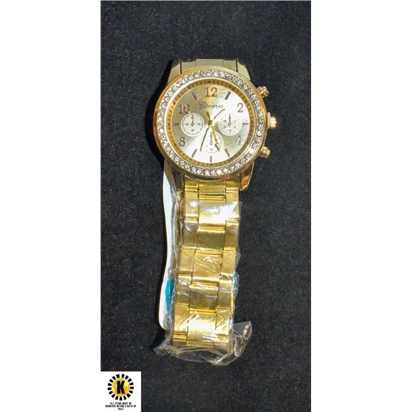 NEW GEVENA GOLD COLOR QUARTZ WATCH