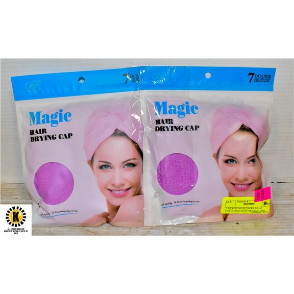 2 NEW SEALED PACKS LILAC COLOURED HAIR DRYING CAPS