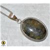 MEXICAN 925 SILVER OVAL LAVRADERITE STONE PENDANT