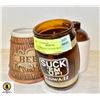 Image 1 : TWO BEER MUGS AND MINIATURE KEG