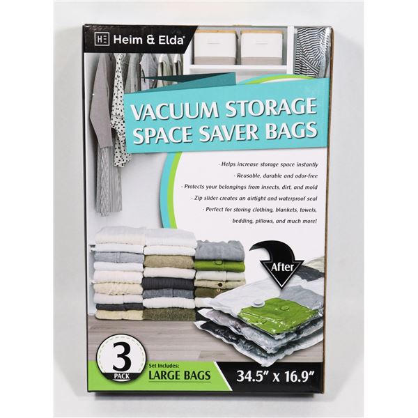 NEW 3PACK LARGE VACUUM STORAGE BAGS