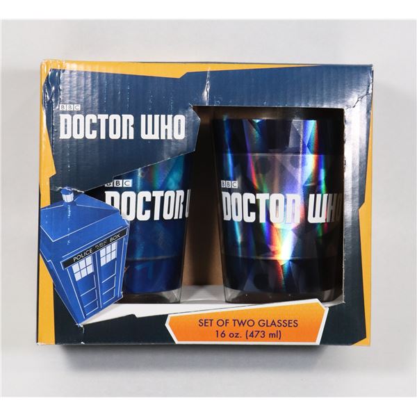 SET OF TWO NEW DR.WHO 16-OZ GLASSES