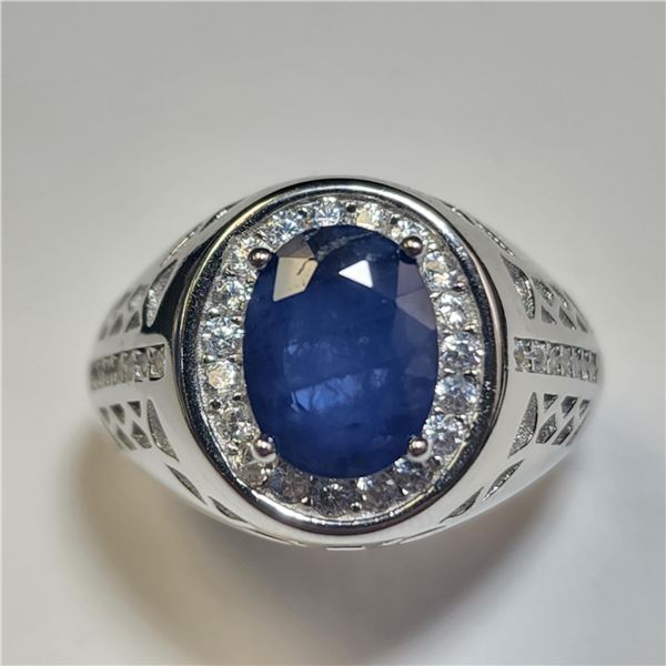 BZ1204-54 SILVER SAPPHIRE/CZ RING