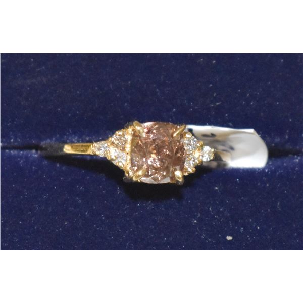 14KT YELLOW GOLD PINKISH BROWN DIAMOND RING SZ 6.5