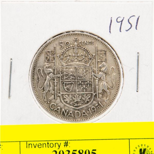 1951 CANADIAN SILVER HALF DOLLAR