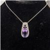 Image 1 : AMETHYST STERLING SILVER DIAMOND NECKLACE