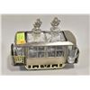 VINTAGE MUSICAL TRAM DECANTER W/ SHOT GLASSES