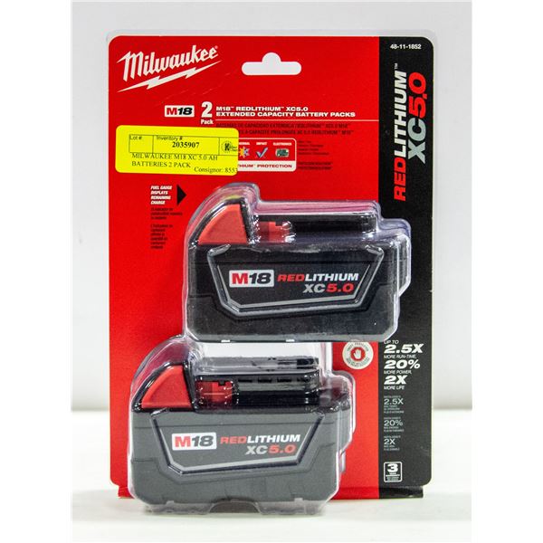 MILWAUKEE M18 XC 5.0 AH BATTERIES 2 PACK