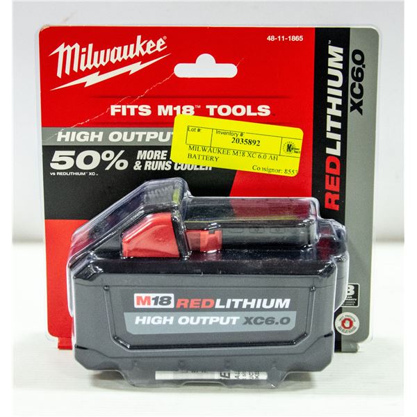 MILWAUKEE M18 XC 6.0 AH BATTERY