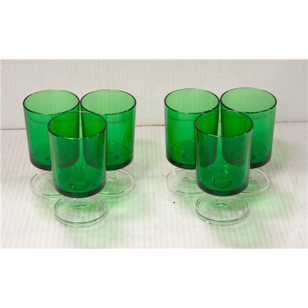 MADE IN FRANCE SET OF 6 GREEN GLASSES