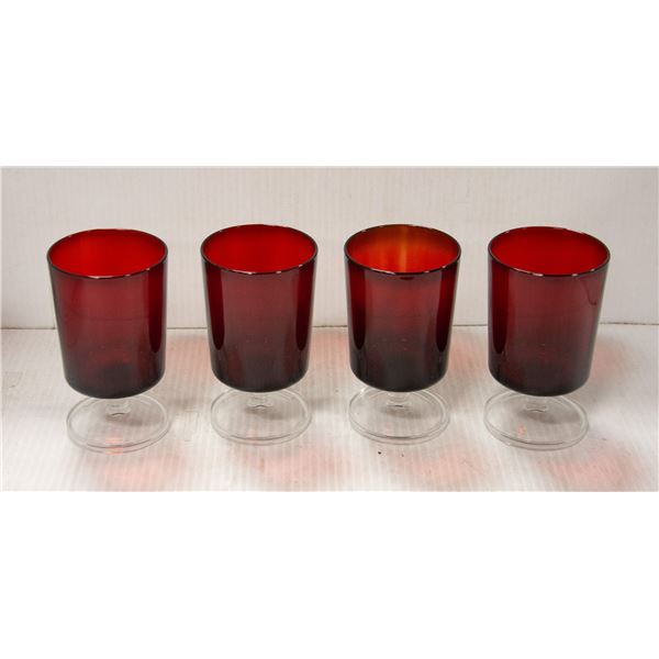 MADE IN FRANCE SET OF 4 RED GLASSES