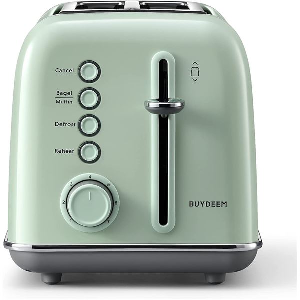 NEW BUYDEEM 2 SLICE TOASTER, COZY GREEN