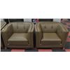 Image 1 : NEW PAIR OF GENUINE LIGHT BROWN LEATHER TUB CHAIR