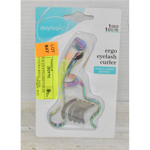 NEW SEALED EYELASH CURLER WITH 5 EXTRA REFILL PADS