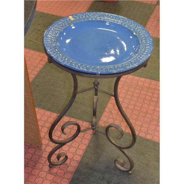 WROUGHT IRON AND CERAMIC BIRDBATH