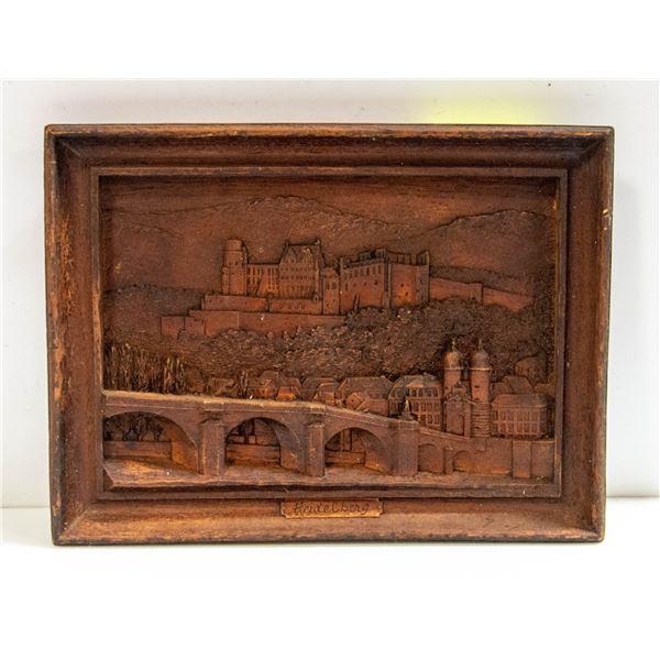 VINTAGE "HEIDELBERG" WOOD RELIEF PICTURE,