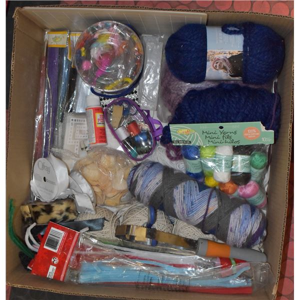 BOX OF ARTS AND CRAFTS SUPPLIES INCL. NEW