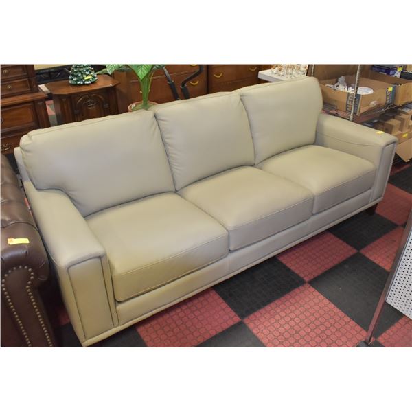 NEW GENUINE OFF WHITE LEATHER 3 SEATER SOFA