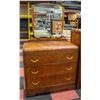 Image 1 : ANTIQUE WATERFALL VANITY DRESSER W/MIRROR