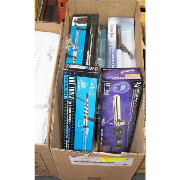 BOX OF 10 NEW ASSORTED CURLING IRONS