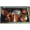 Image 1 : COPPER CANISTER SET, WATER JUG, FRYING