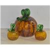 Image 1 : BOX WITH 3 HANDBLOWN ART GLASS PUMPKINS -