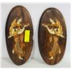 Image 1 : PAIR OF VINTAGE WOOD INLAID WALL DISPLAYS