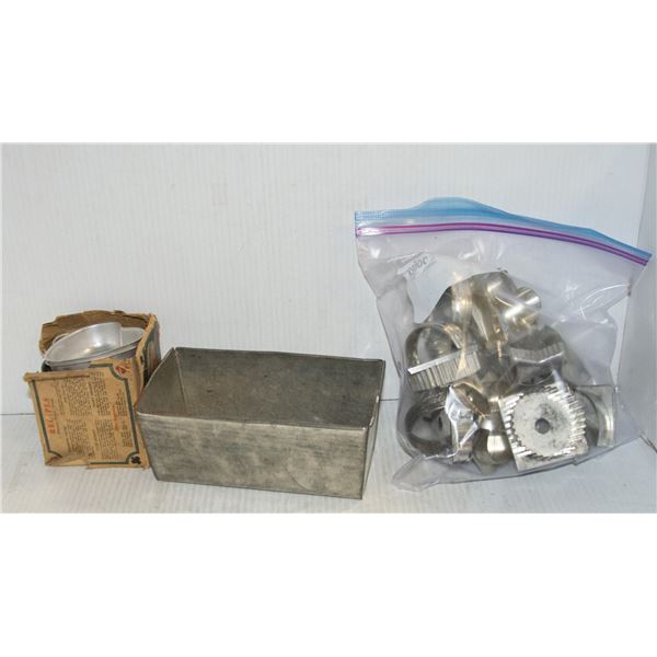 FLAT OF TIN COOKIE CUTTERS