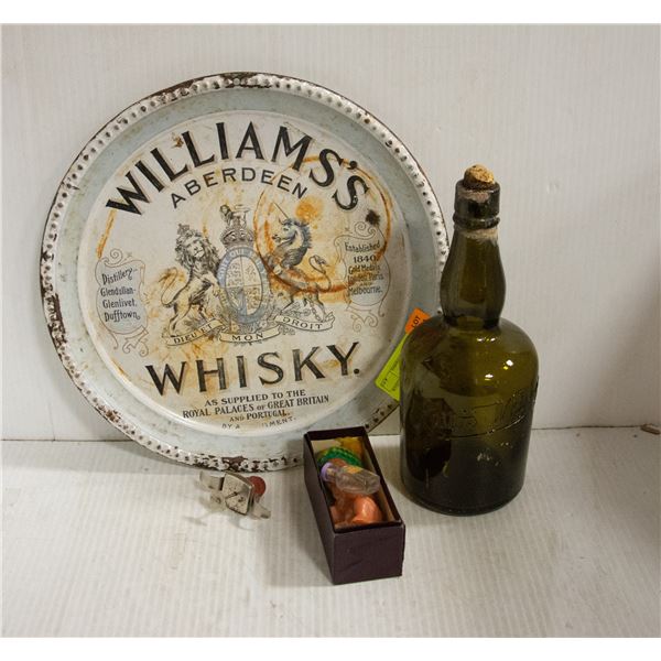 WHISKY TRAY WITH ITEMS