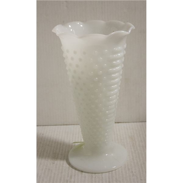 MILK GLASS VASE 9.25" TALL