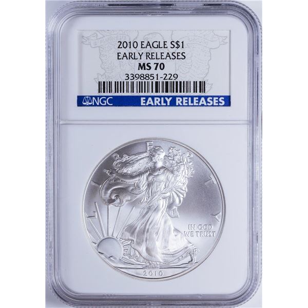 2010 $1 American Silver Eagle NGC MS70 Early Releases